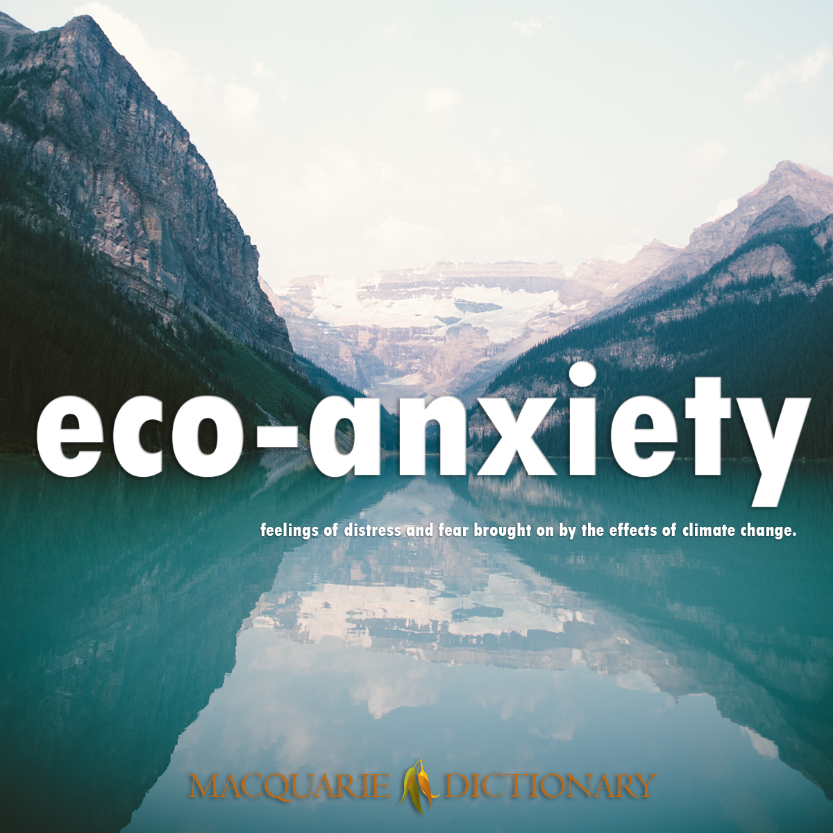Image of Word of the Year Macquarie Dictionary eco-anxiety feelings of distress and fear brought on by the effects of climate change.