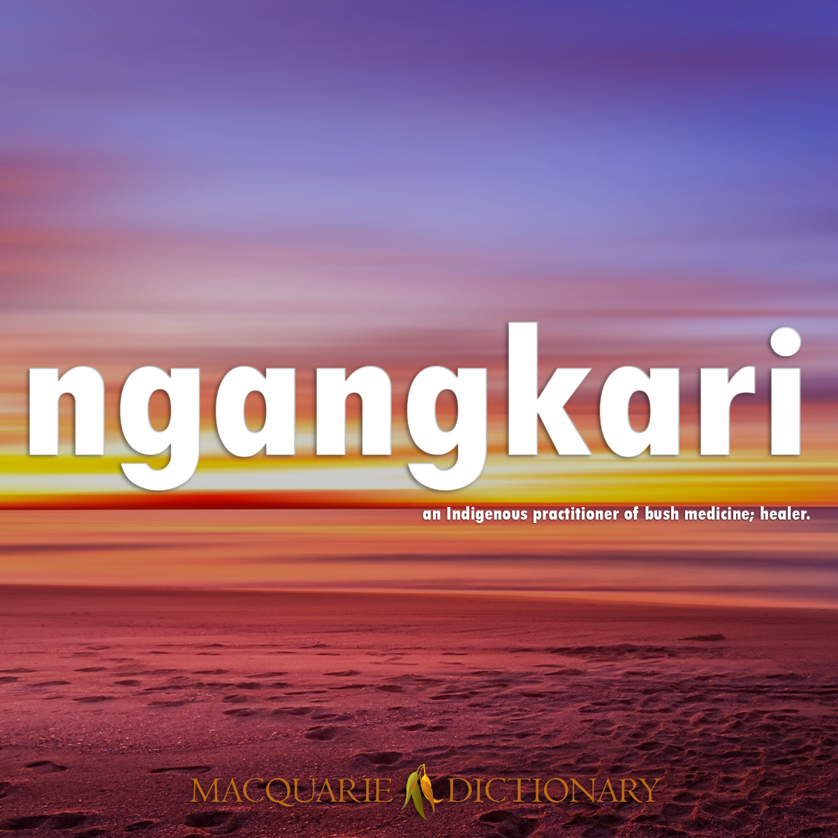 Image of Macquarie Dictionary Word of the Year ngangkari an Indigenous practitioner of bush medicine; healer.